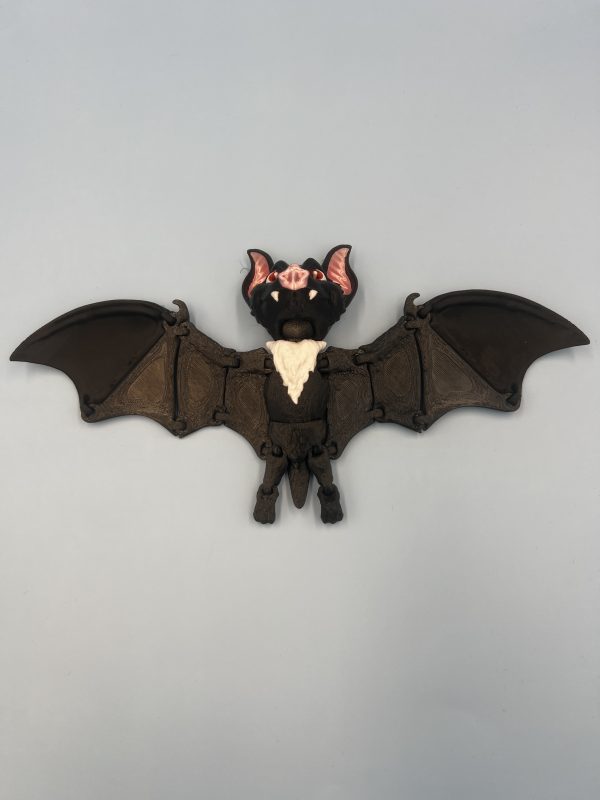 Bat 3d printed articulated fidget toy front view
